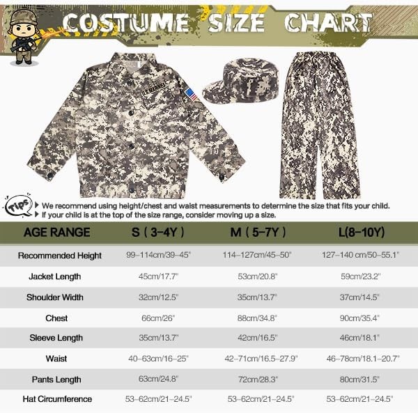 Miniatura 5 de UNIH Disfraz del ejército para niños, disfraz de soldado militar con chaleco táctico y accesorios de juguete, disfraces de Halloween para niños de 3