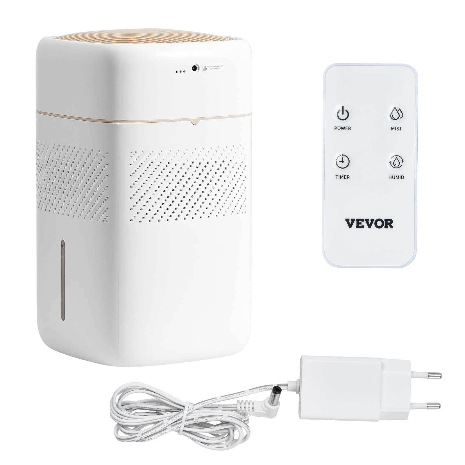 VEVOR Humidificador Evaporativo Inteligente para Toda la Casa, 480 ml/h, 3 Velocidades y Temporizador de 1 a 12 h, Filtro Premium, Modo de Suspensión Silencioso para Dormitorio, 5 L, Φ 220 x 380 mm