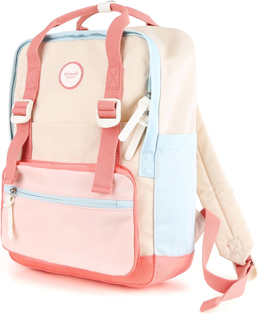 himawari Laptop Backpack for Women, 14.9 Inch,Large Capacity College Bookbag for School, Waterproof Casual Daypack for Travel-1088-05#Pink&Blue - Image 2