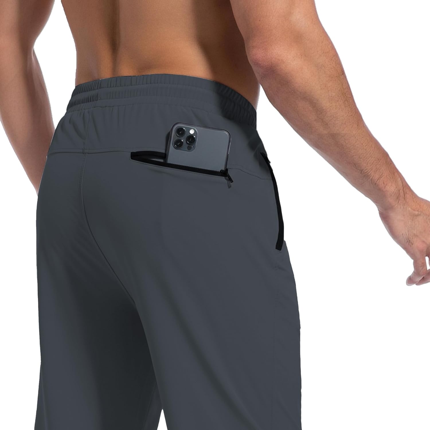 Men's Athletic Running Pants with Zipper Pockets, Suitable for Outdoor, Gym, Running and Training - Image 3