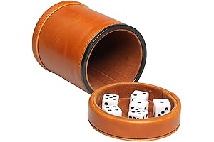 Leatherette Dice Cup with Lid and 6 Dices