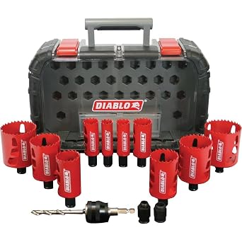 Diablo General Purpose Bi-Metal Hole Saw Set - Fits Snap-Lock Plus System - Includes 10 Saw Cups, 1 Snap-Lock Plus Mandrel, 1 Pilot Bit, and 2 Adapter Nuts - DHS14SGP