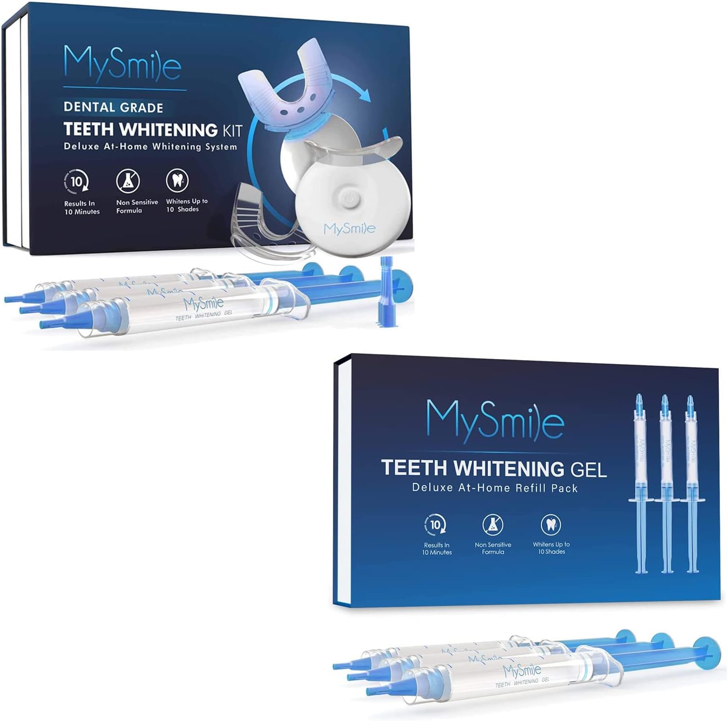 MySmile Teeth Whitening Kit with LED Light, 10 Min Non-Sensitive Fast Teeth Whitener with 3 Carbamide Peroxide Teeth Whitening Gel, Helps to Remove Stains from Coffee, Smoking, Wines, Soda, Food