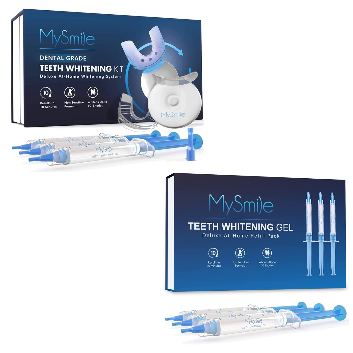 MySmile Teeth Whitening Kit with LED Light 10 Min Non-Sensitive Fast Teeth Whitener with 3 Carbamide Peroxide Teeth