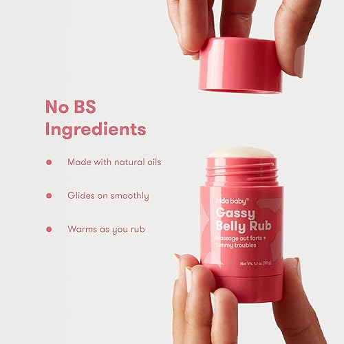 Vista 5 de Frida Baby Gassy Belly Rub Alivio de gases para bebés Alivio de gases para bebés para masajes de vientre hecho con aceites naturales