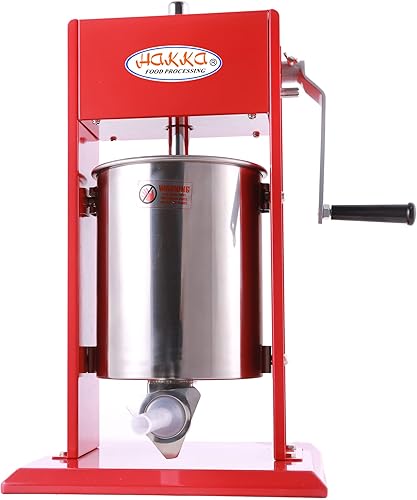 Miniatura 20 de Hakka - Embutidor de salchichas de 11 libras/5 L, dos velocidades de llenado de acero pintado en aerosol vertical 7-11 libras