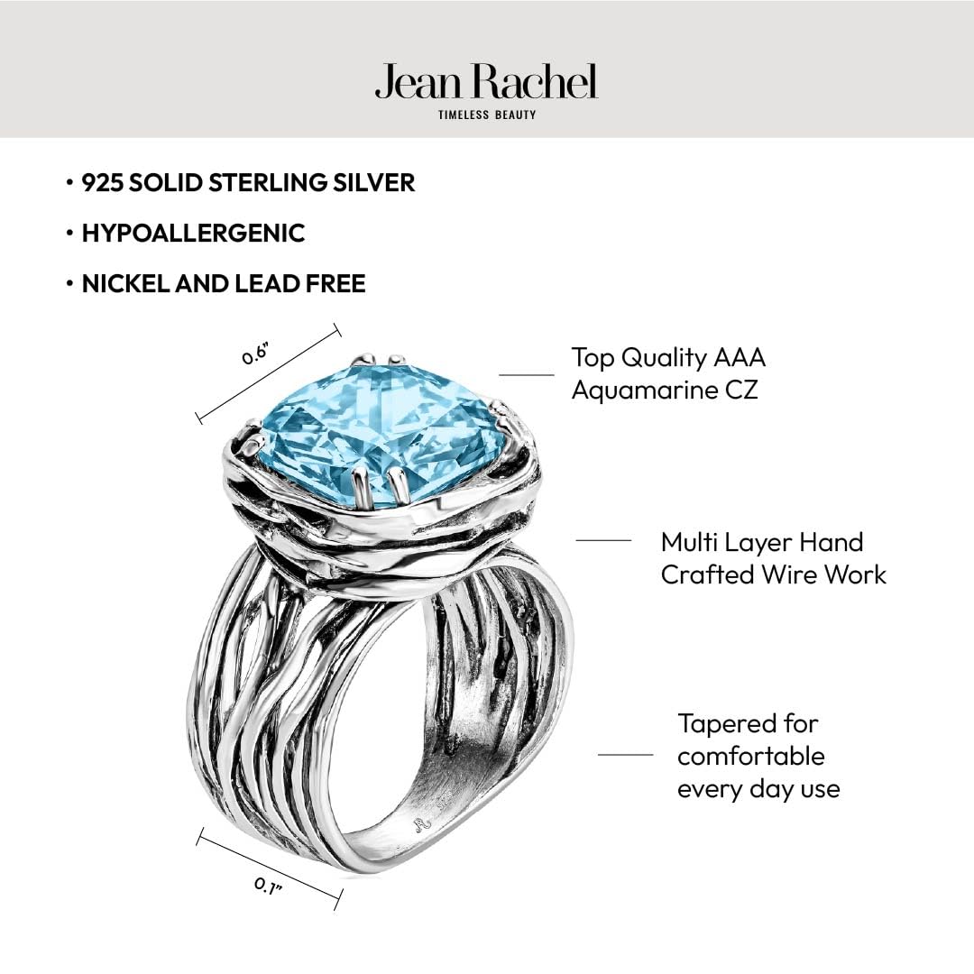 JEAN RACHEL JEWELRY 925 Sterling Silver Ring - Wrap Vintage Design with Cushion Shaped Cubic Zirconia - Hypoallergenic, Lead & Nickel Free - Artisan Handcrafted Statement Rings... - Image 4