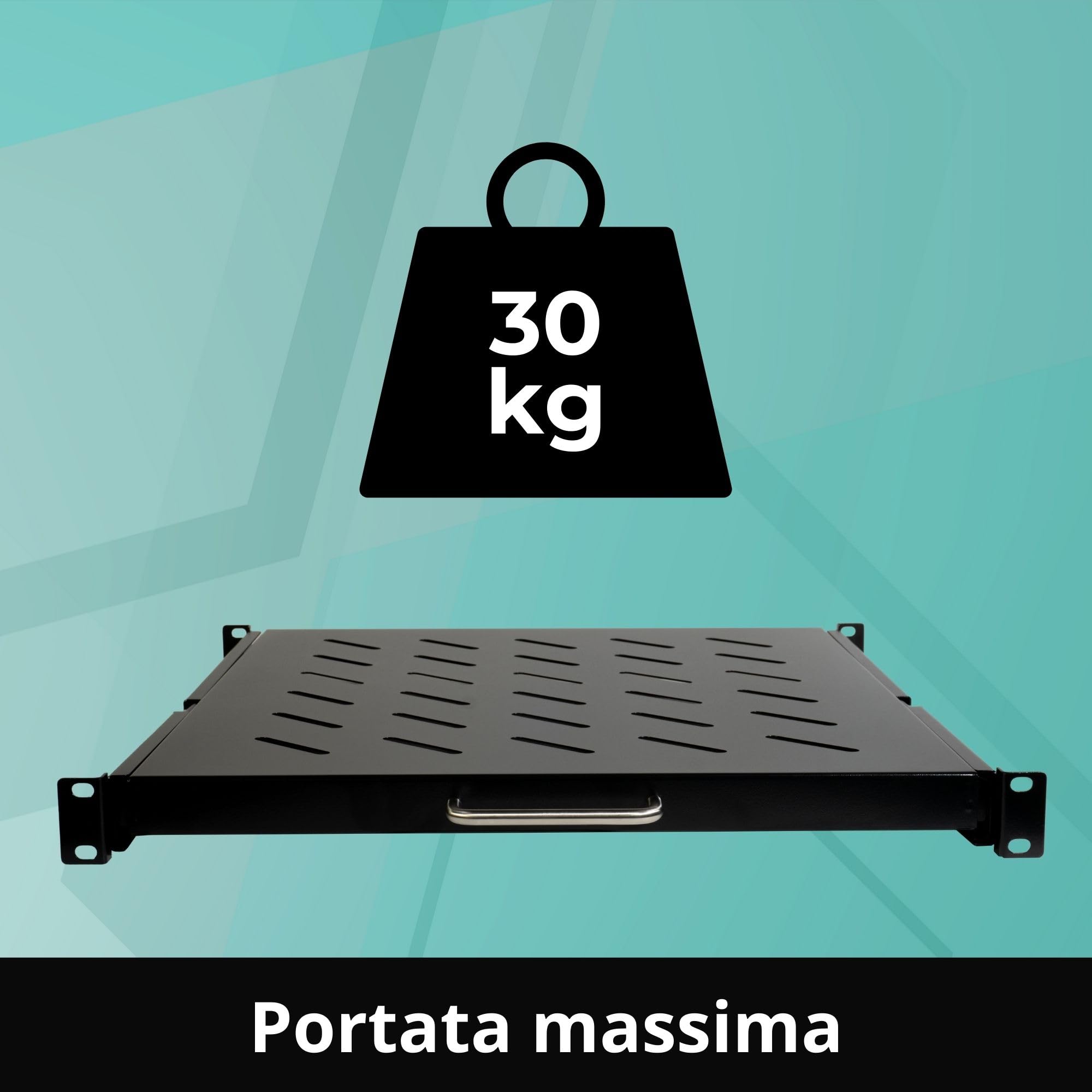 Mensola Estraibile per Armadi Rack 19", Nera - Robusta, Versatile e Salvaspazio - Ideale per Server, Networking, Apparecchiature Elettroniche e molto altro (Profondità 530 mm)