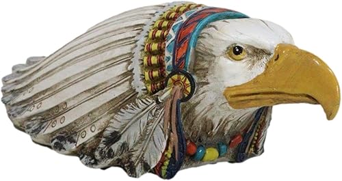 Ebros Gift Wildlife Native Animal Spirit Rústico Águila calva con colorido tocado de jefe indio Piggy Coin Money Bank Jar Figurine