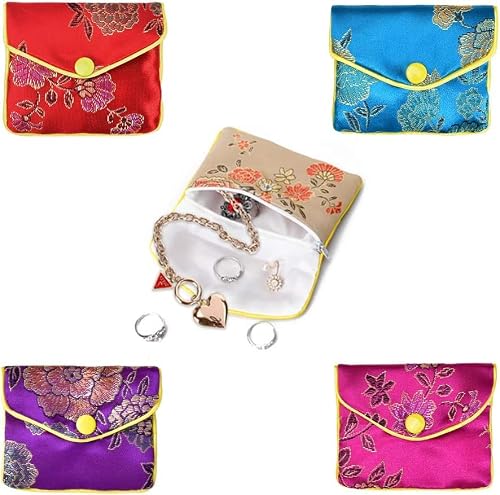 Bi-Sonic Lee 10 Pcs Embroidered Silk Purse Pouch Brocade Coin Gift Bags Zipper Jewelry Pouch Gift Bags (Silk) #TOP1