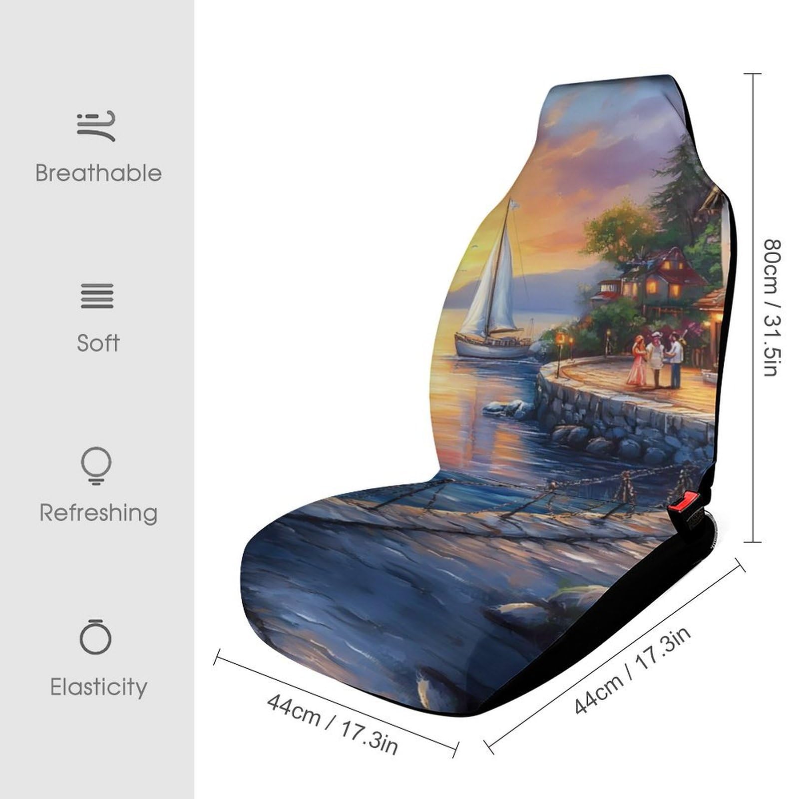 The Mediterranean Harbour Car Seat Covers Universal Car Front Seats Protector Auto Interior Accessories 2PCS