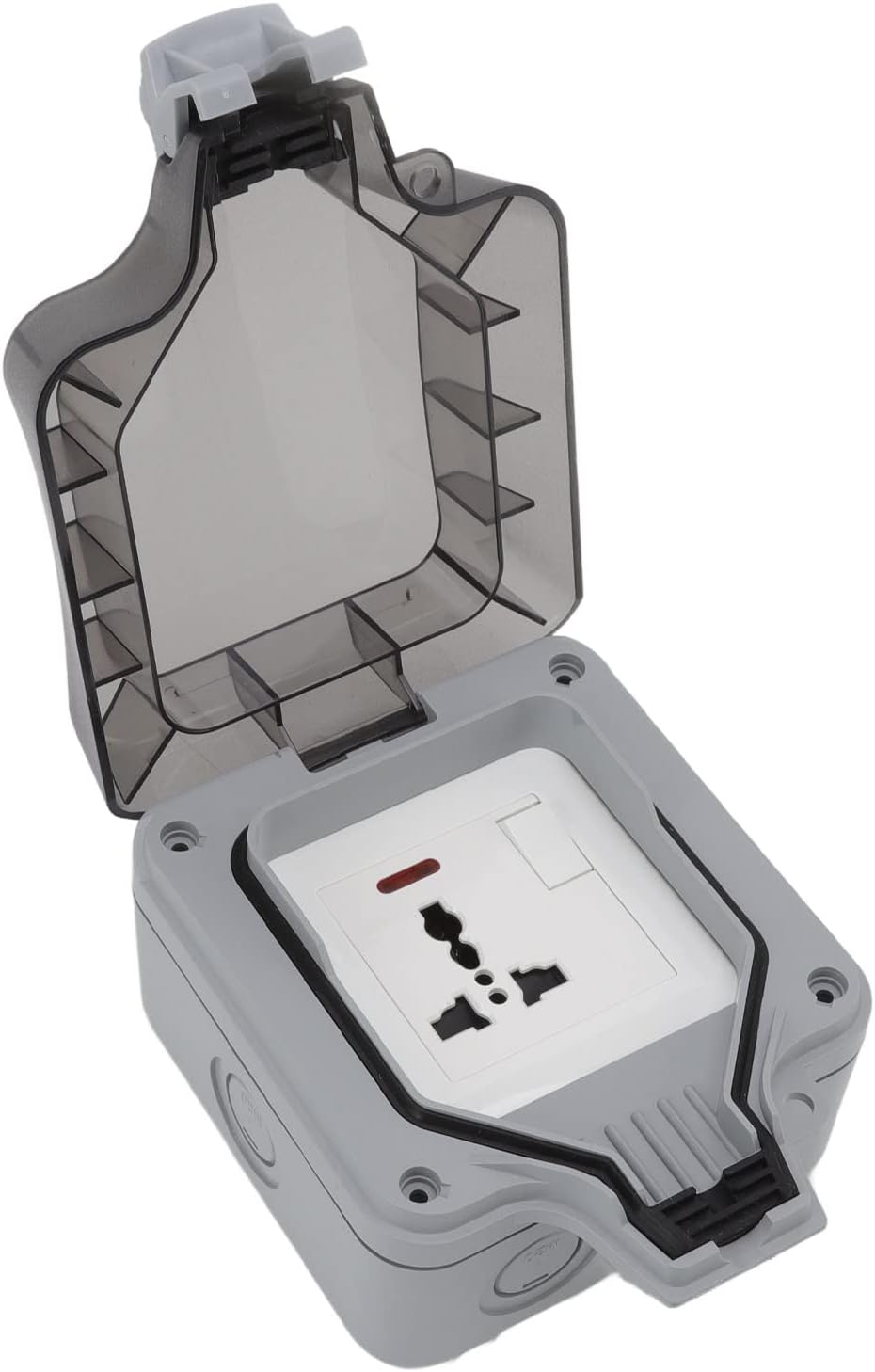 Outdoor Waterproof Socket EU Waterproof Sandproof Weatherproof Socket Box for Shop (1 Gang Multiple 3 Pin Holes)