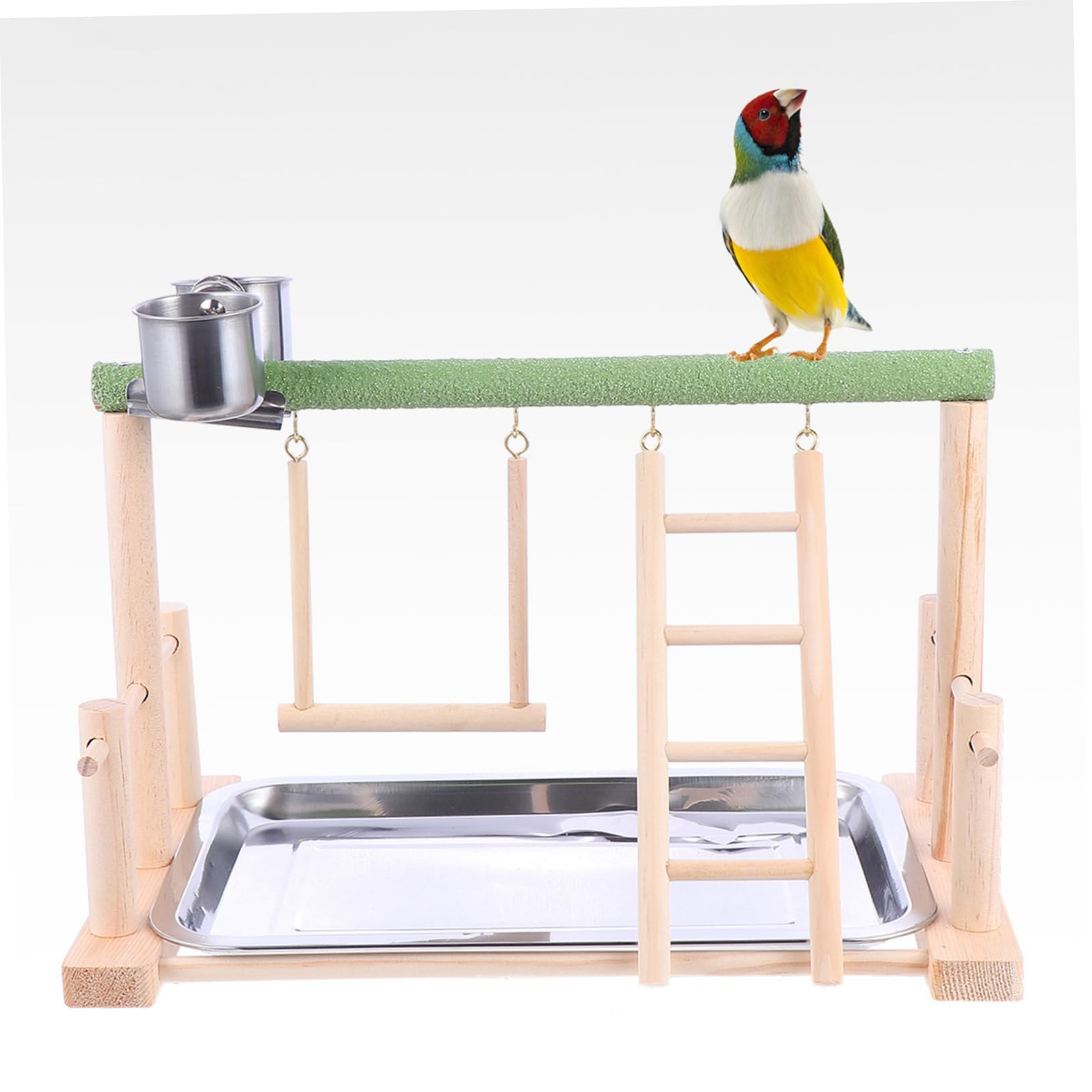 Milisten Playstand con Posatoi e Giocattoli per Uccelli Giochi per Pappagalli e Cockatiel per Arrampicarsi e Masticare Stabile
