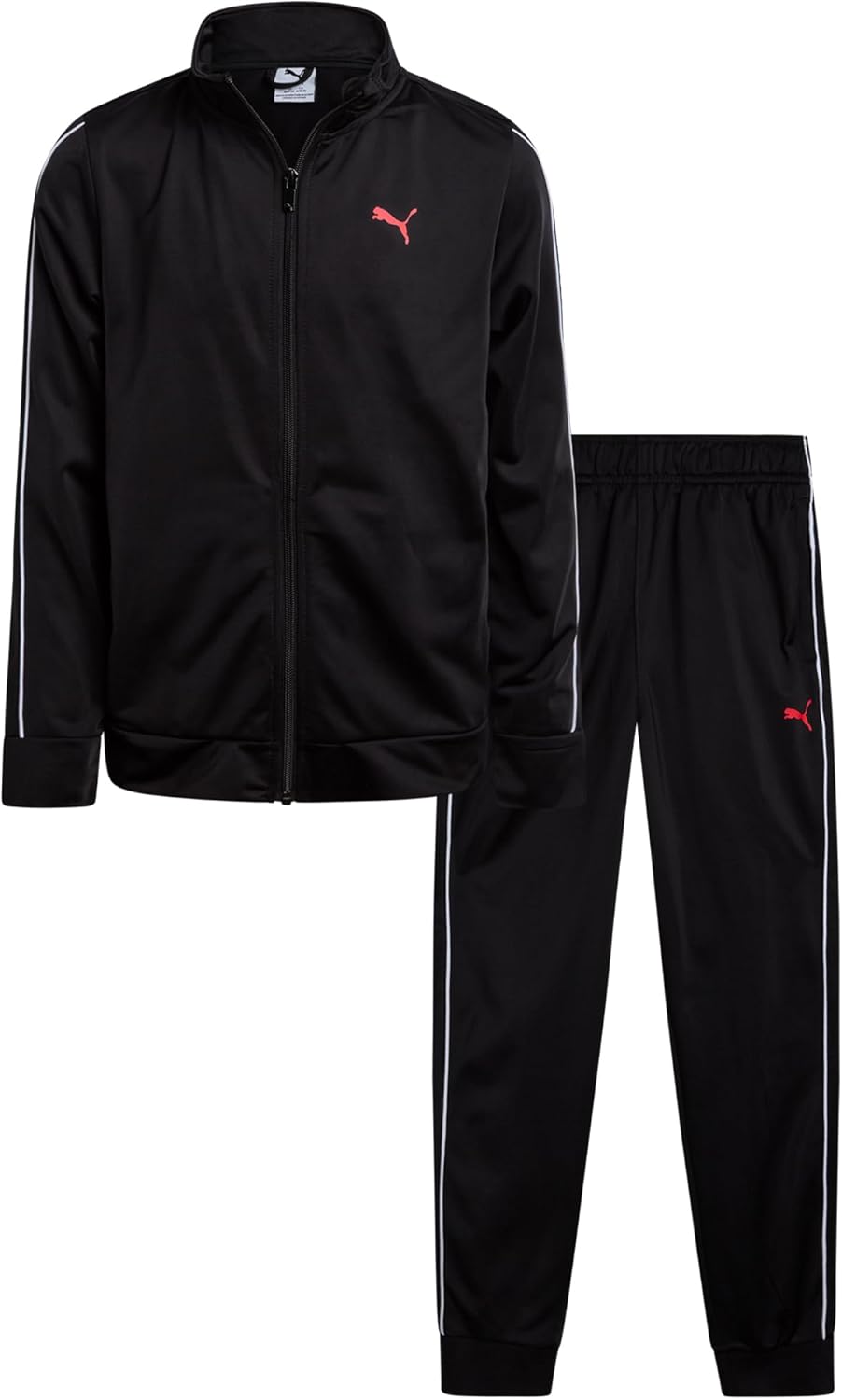 PUMA Boys Pants Set - 2 Piece Tricot Athletic Zip Up Jacket Sweatshirt and Active Jogger Pants - Boys Activewear Set (8-16)