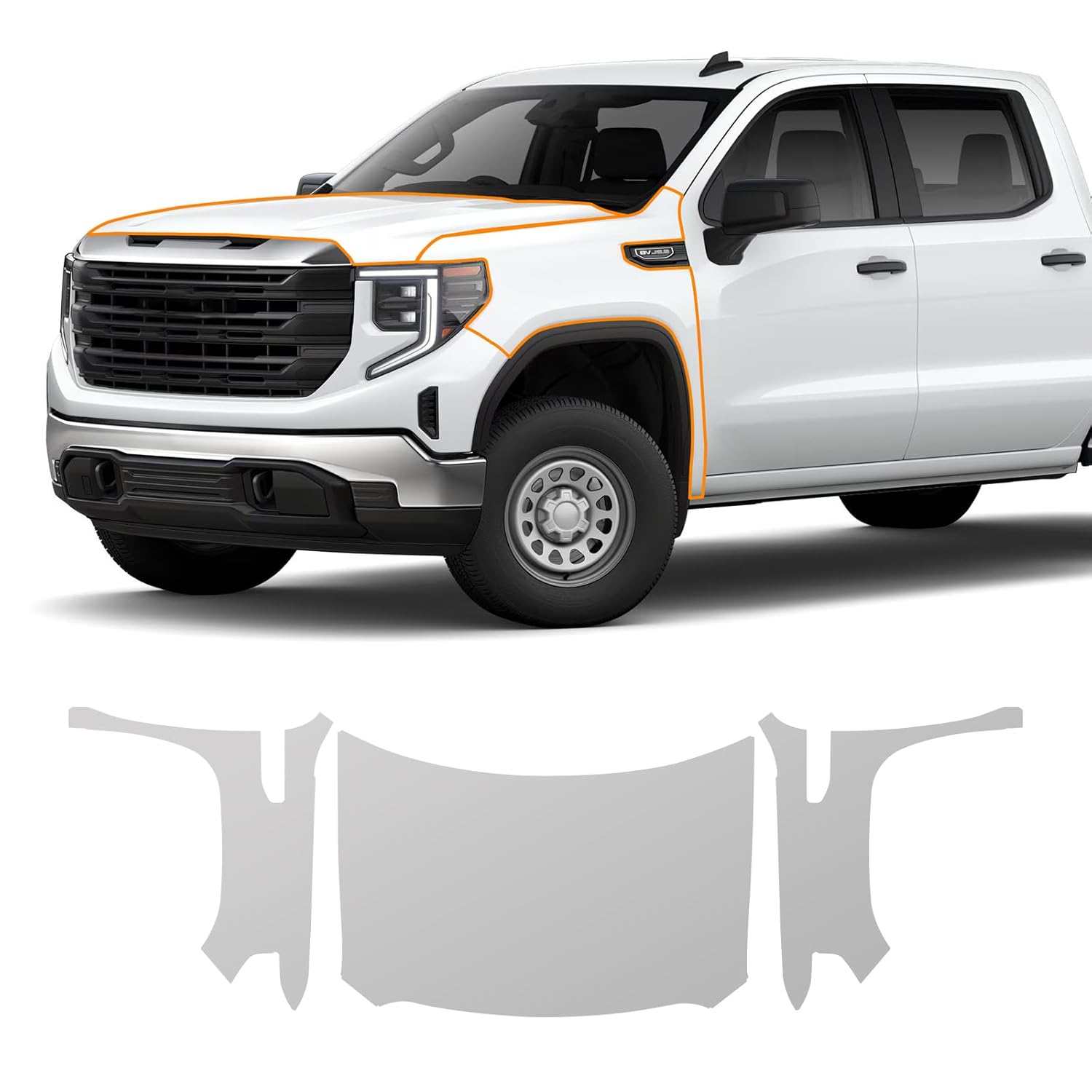 for 2022-2024 GMC Sierra 1500 8 5mil TPU PPF Clear Car Pre-Cut Paint Protective Film HD Scratch Exterior