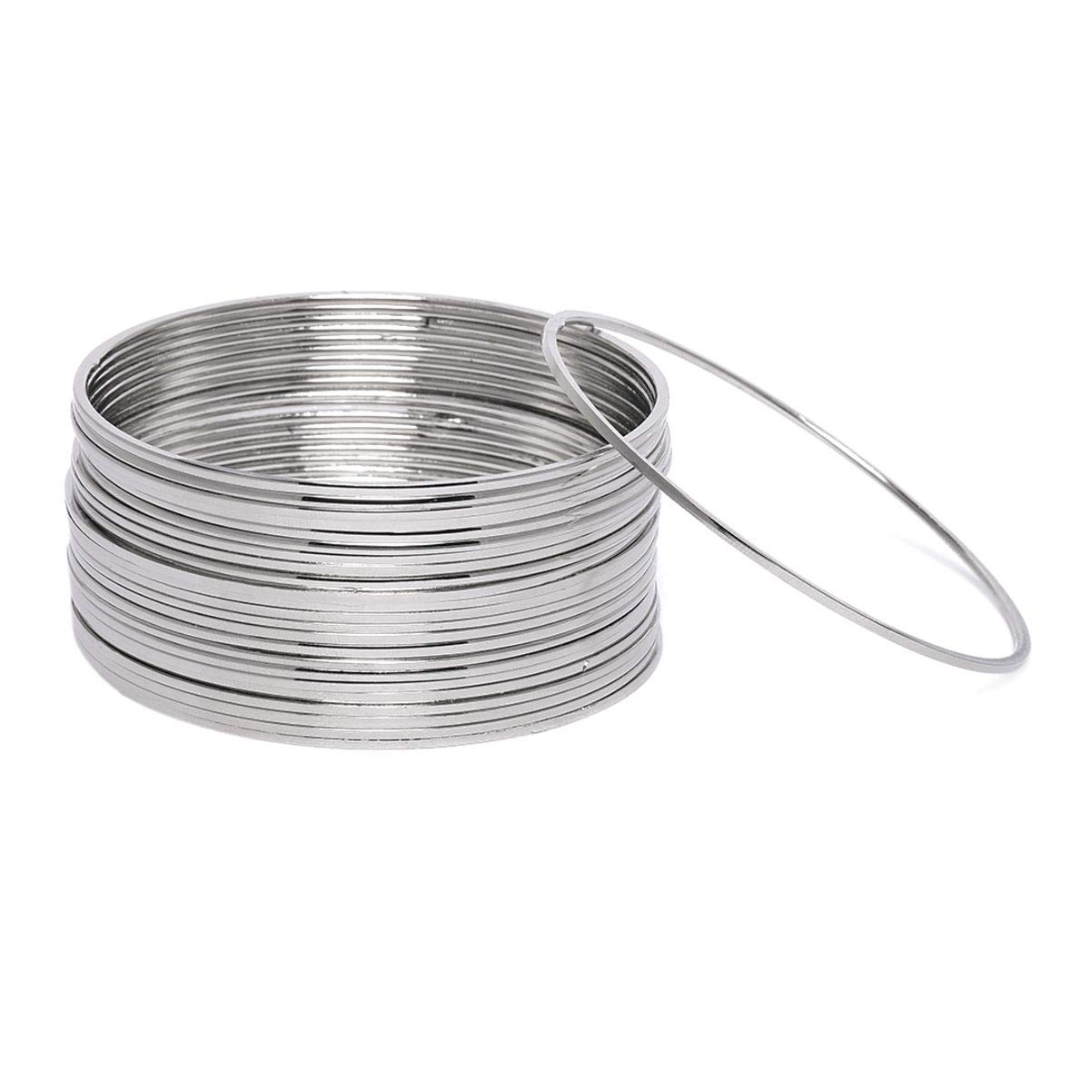 Buy ACCESSHER Jewellery Silver Plated Oxidized Bangles Set of 12