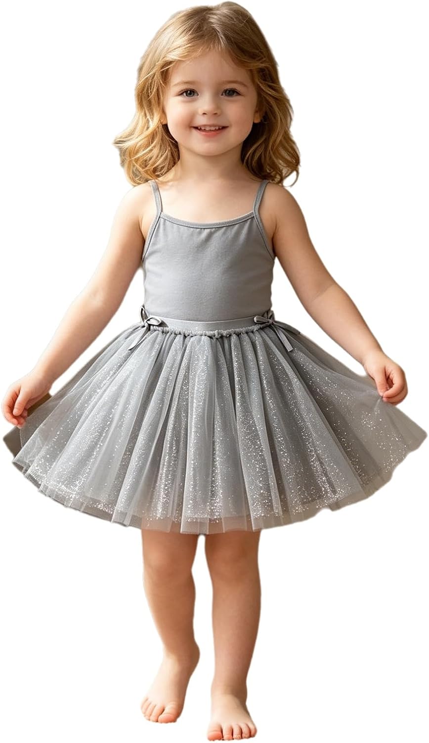 Sparkly Skirt for Girls Elastic Garment Dance Event Play Activity Daily Wear Bowknot Accessory