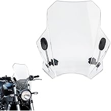 Motorcycle Universal Windshield 16.7&rdquo; Windscreen Compatible with Yamaha Harley Honda Kawasaki Suzuki BMW Vulcan Cruiser Wind Deflector with 7/8" 1" 1 1/8" Handlebars, Transparent