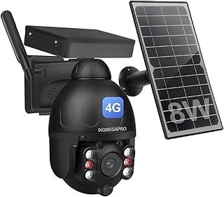 INQMEGAPRO 4G LTE Solar Camera, Solar Security Camera Outdoor Wireless + Solar Panel with 360° Pan-Tilt View, 2-Way Audio,1080P Starlight Night Vision, PIR Motion Sensor, IP66 Waterproof