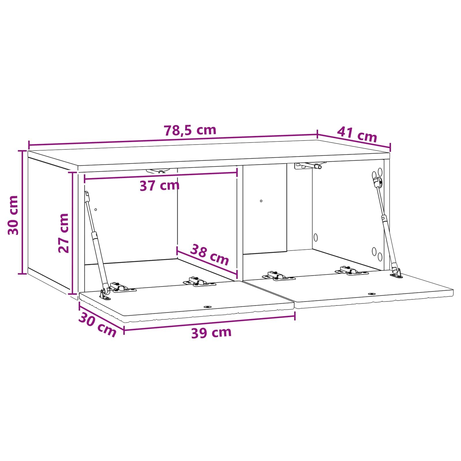 Wandmontierter TV-Schrank 78,5 x 41 x 30 cm Schwarz - Schwebendes TV Lowboard aus Holzwerkstoff mit 2 Türen - Platzsparendes Sideboard für Wohnzimmer und Media Center