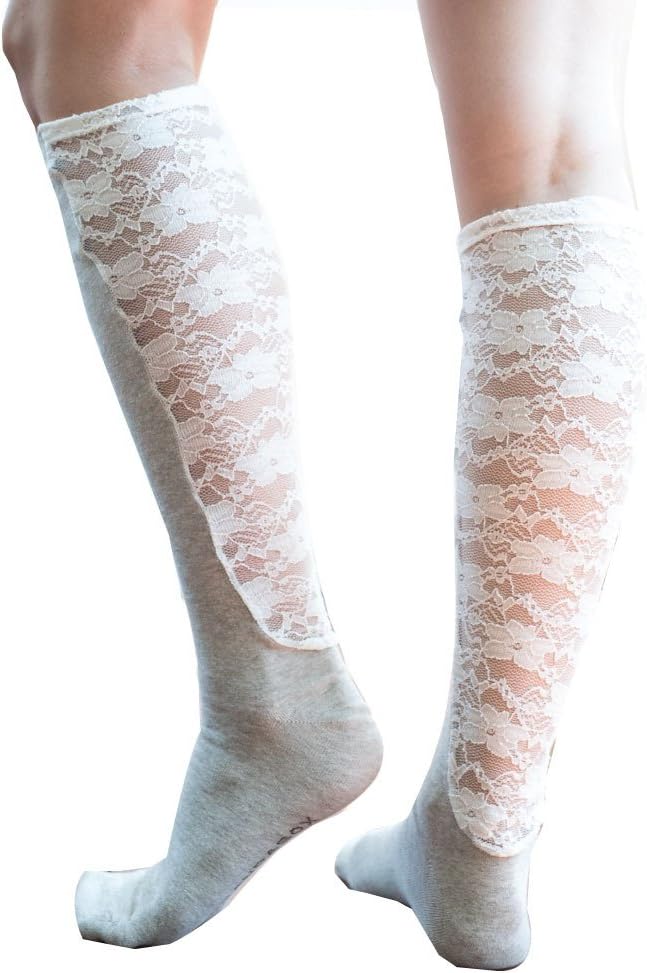 Women's Plus Size/Wide Calf Cotton Blend Solid/Lace Knee High Socks