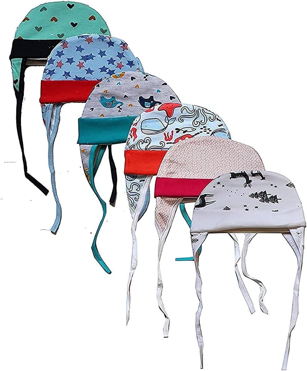 Soft Cotton Caps Gift Set for New Born Baby Warm Caps (0-6 Months, Pack of 3)