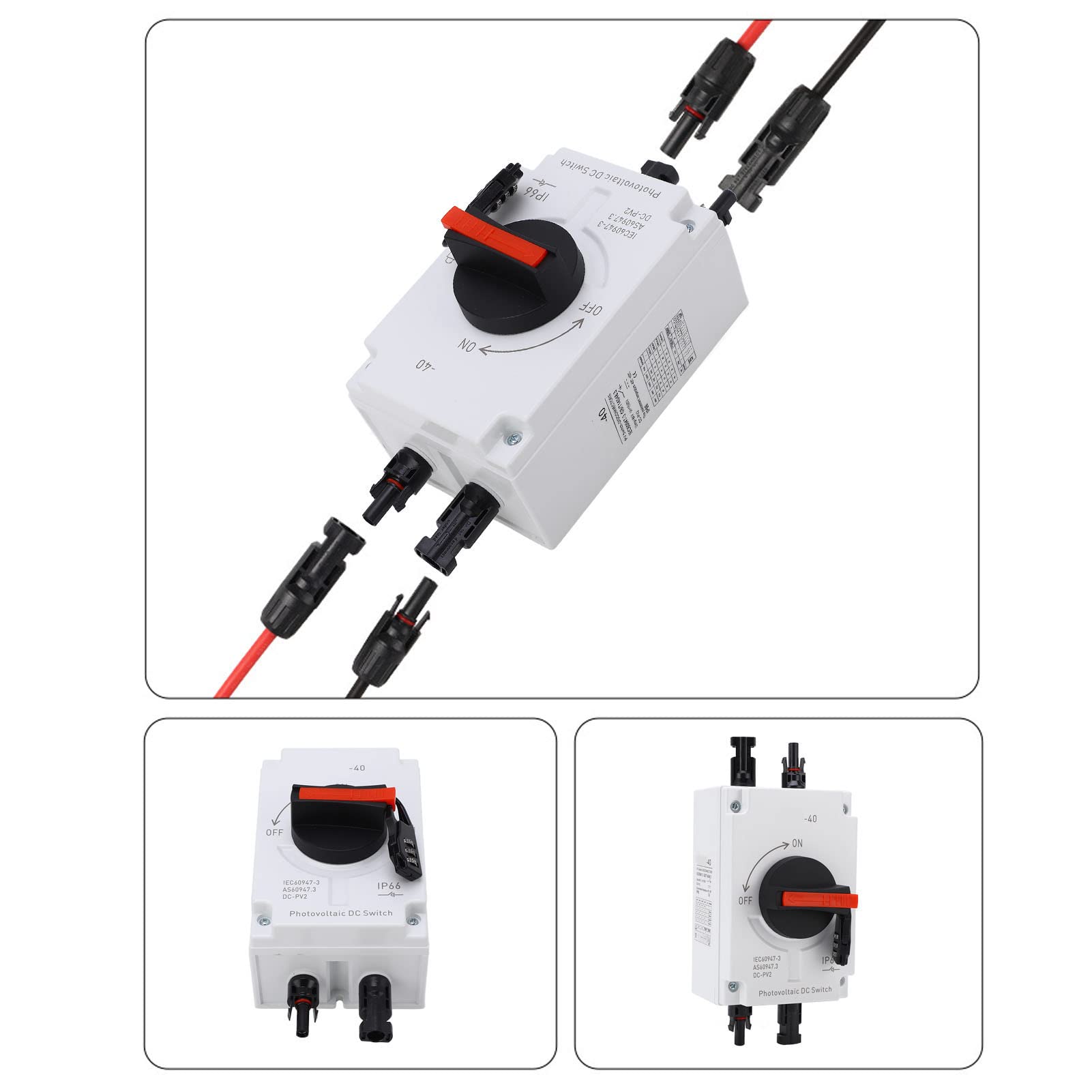 Marhynchus Sezionatore Solare Fotovoltaico, Interruttore Solare Isolatore Fotovoltaico PC 32A DC1200V, Blocco Password Impermeabile 4P IP66, per Installatori Esterni di Sistemi di Energia