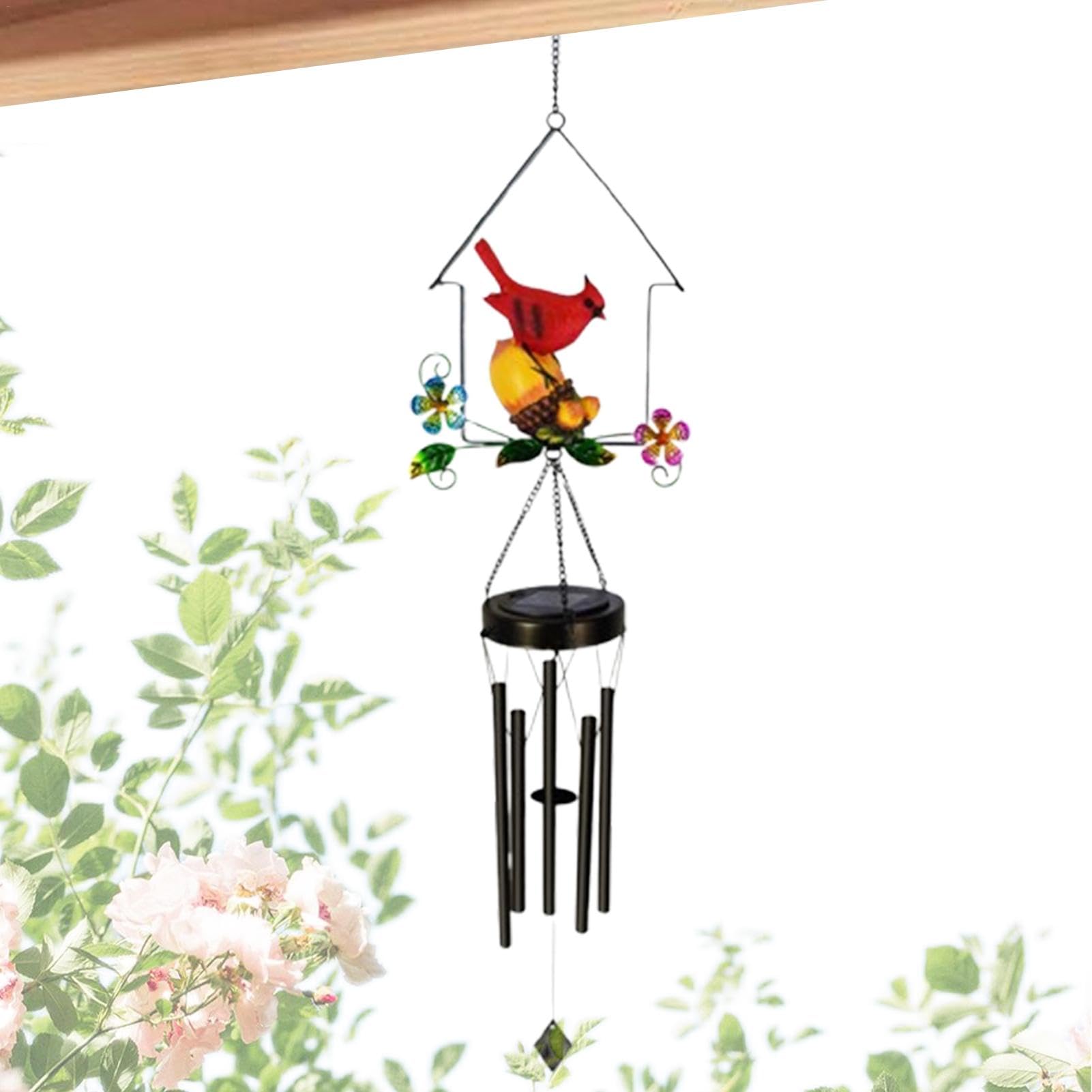 Carillones de Viento con Energía Solar para Exterior con Diseño de Pájaros | Carillón De Viento Con Colibrí Y Energía Solar Para Mujeres, Mamá, Abuela, Cumpleaños, Jardín, Patio y Porche