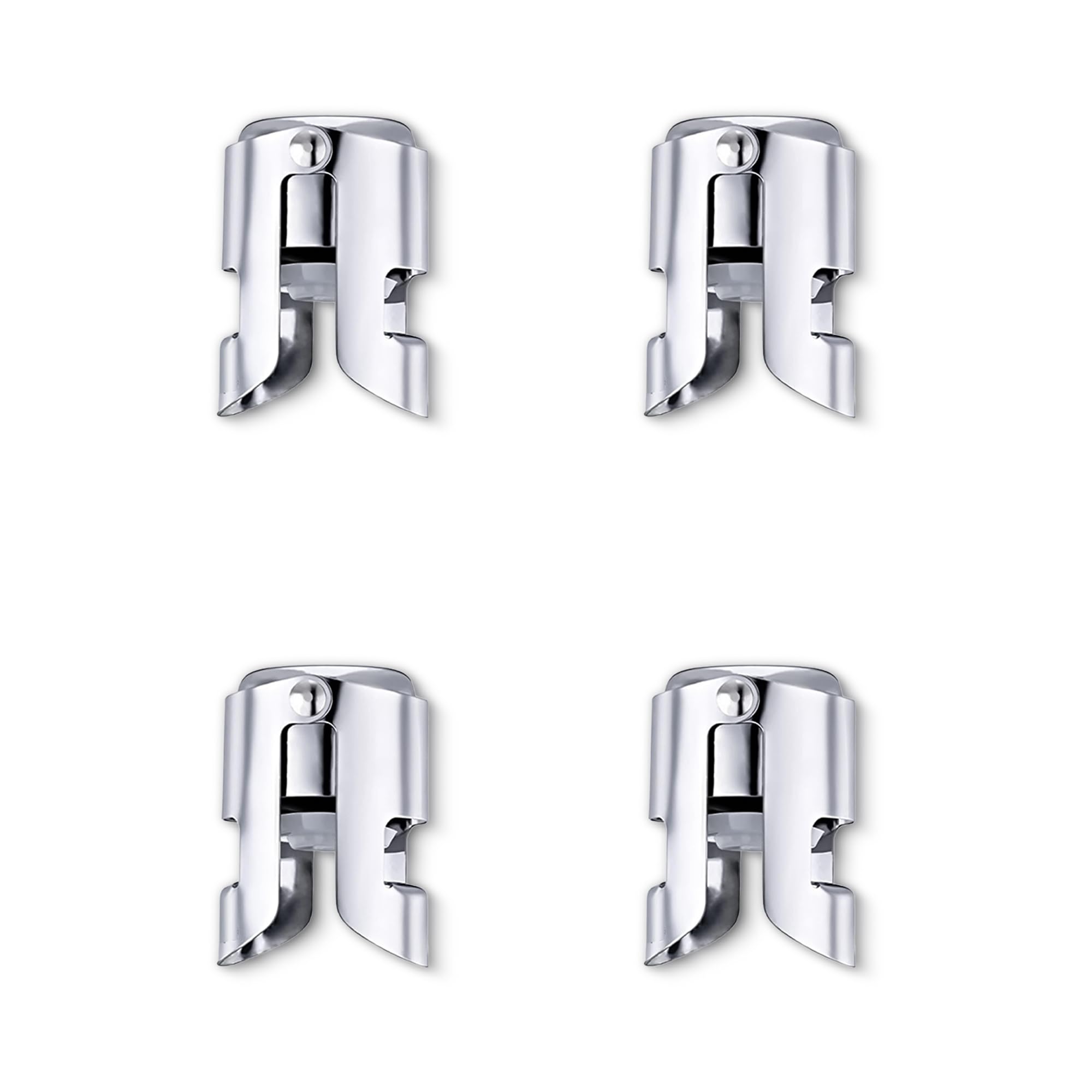 HS Stainless Steel Champagne Stoppers – Sparkling Wine & Prosecco Bottle Stopper Corks, Reusable Airtight Seal for Wine Preservation, Pack of 4-image-21