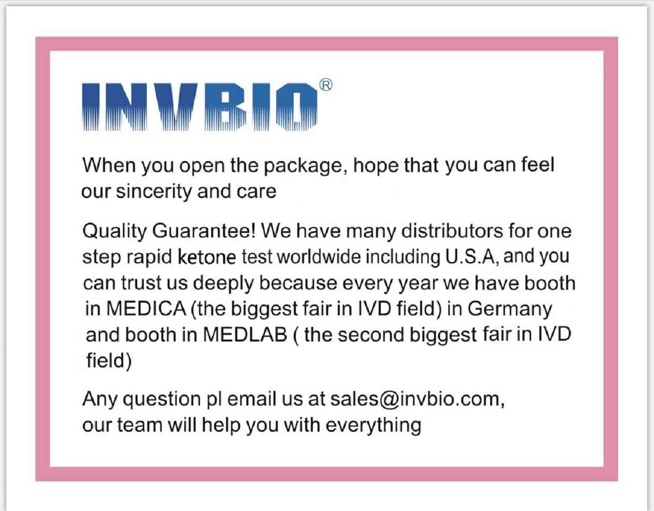 INVBIO Urine Ketone Test Strips for Testing Ketosis, Home Ketone Test Strips, Accuracy and Precision Urinalysis Strips - 100ct : Health & Household