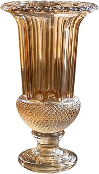 Flower Vase Glass Crystal Vase Vintage Embossed Large Gold Decoration American Living Room Dining Table Flower for Room DecorLarge