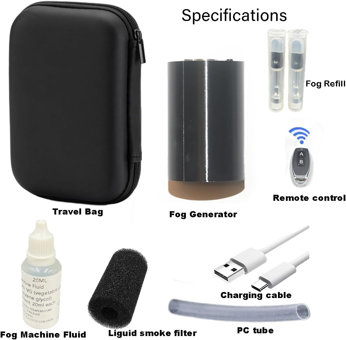 Wireless Remote Fog Smoke Machine for Cosplay DJ Party Decorations Outdoor Indoor Photography Atmosphere Spray (Black)