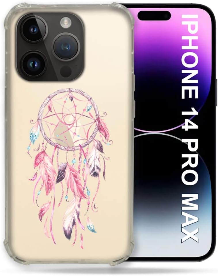 Transparent Case for iPhone 14 Pro Plus (6.7) Dream Catcher Pink