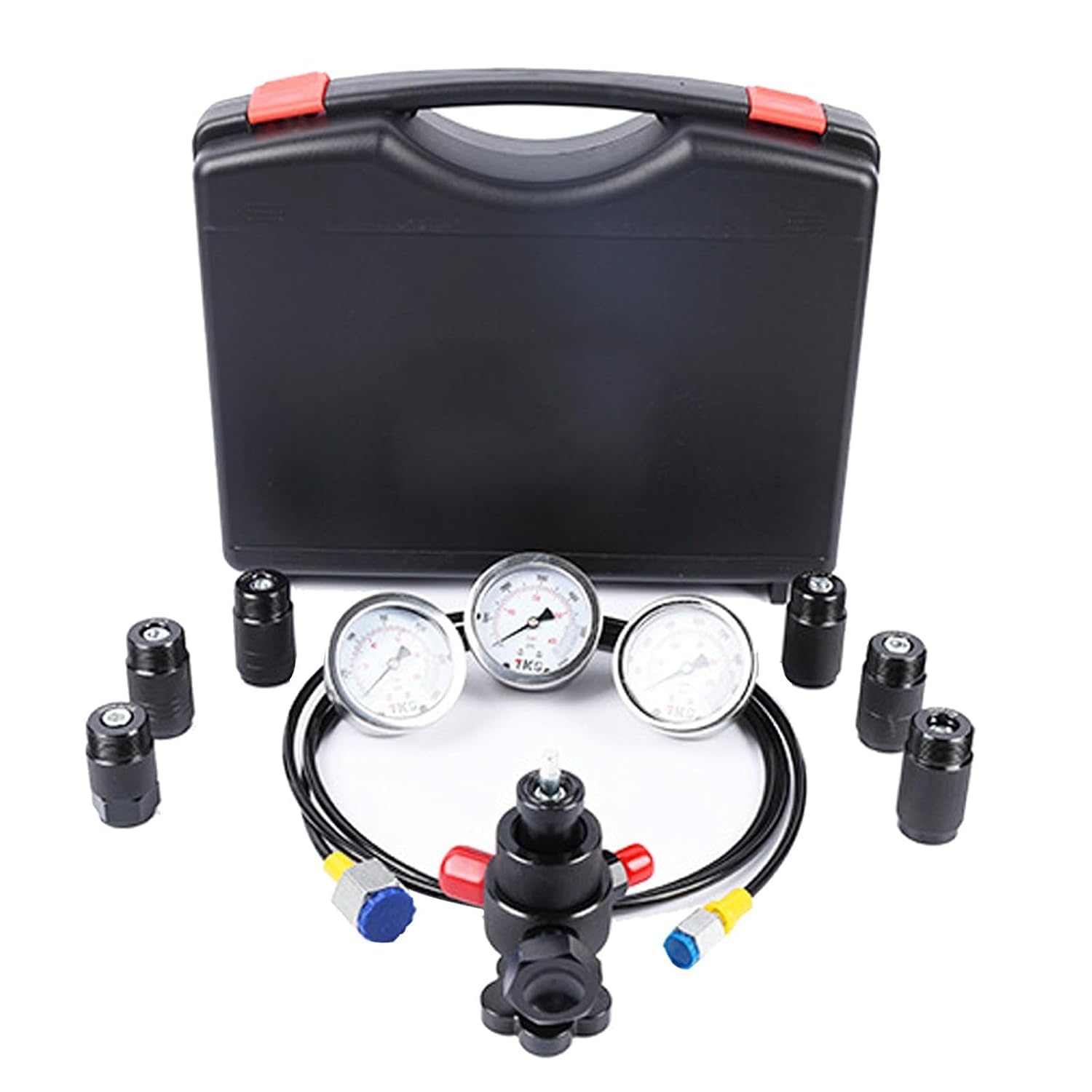 Kit de carga para acumulador de nitrógeno, equipo de prueba de presión hidráulica con manómetros, acoplamientos y manguera de gas, sistema de acero inoxidable.