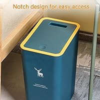 Vista 8 de Bote de basura de plástico de 15 litros con tapa, cubo de basura de plástico con cubierta de resorte de presión, cesta de basura moderna, contenedor