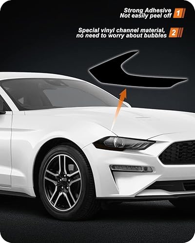 Miniatura 3 de NDRUSH Cubierta de vinilo para la cabeza de los faros delanteros, cubierta de revestimiento precortada compatible con Ford Mustang 2018-2021