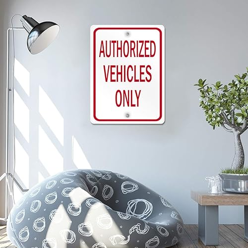 Miniatura 4 de Letrero de metal vertical de aluminio, varios tamaños, vehículos autorizados, solo estacionamiento rojo con borde resistente a la intemperie, calle