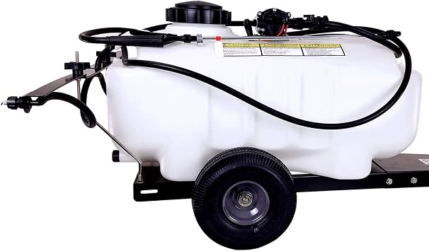 Brinly Self-Storing Tow Behind Lawn and Garden Sprayer with Collapsible Boom, 25-Gallon