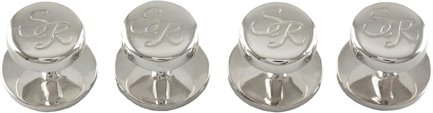 Monogram Dress Shirt Studs in Sterling Silver