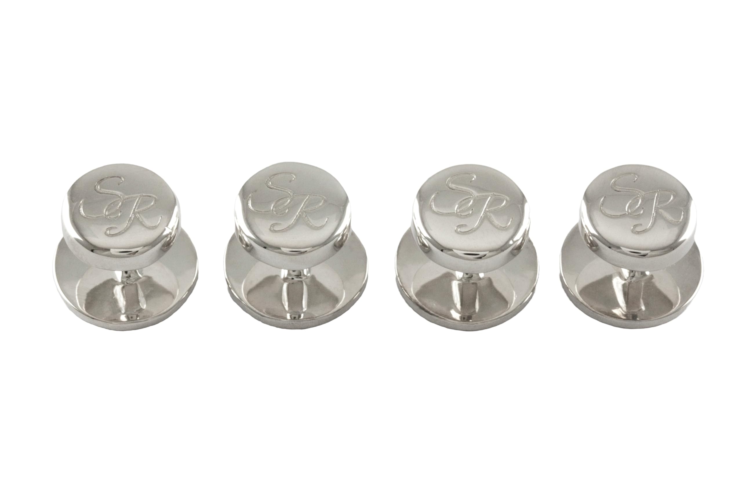ZAUNICK Monogram Dress Shirt Studs in Sterling Silver 5 Buttons Set
