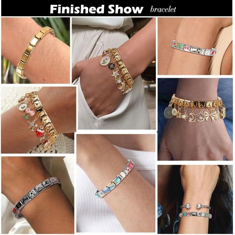 Loozykit Italian Charm Bracelet Silver 9mm Stainless Steel Bulk Charms image 4