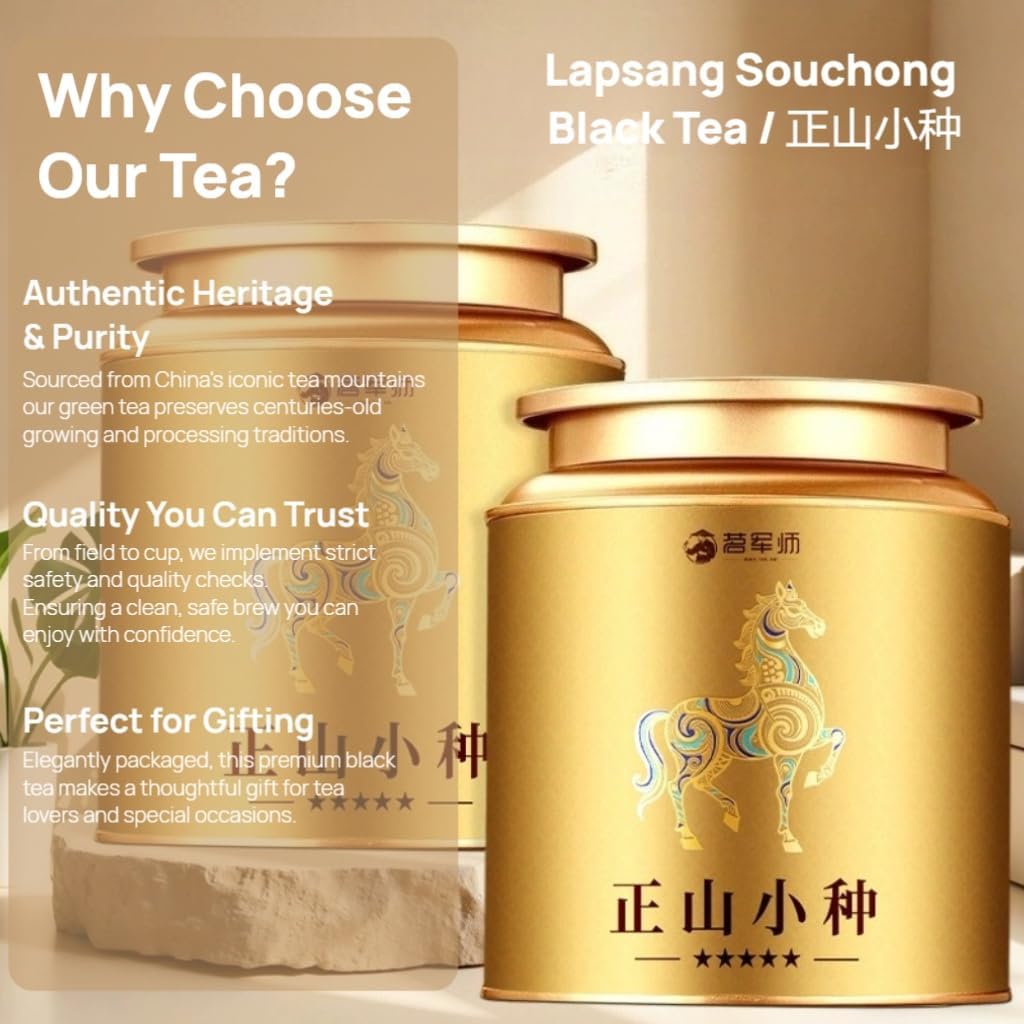 Delikatne Paski Lapsang Souchong Czarna Herbata | Bez Dodatków | Chińska Herbata Luźna Liściasta Premium 500g / 17,64oz