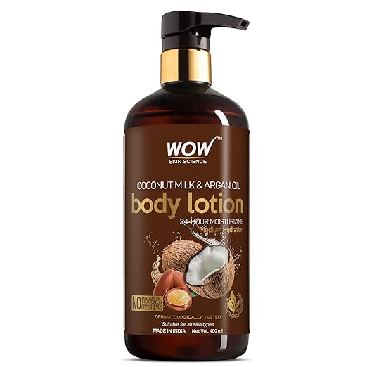 WOW Skin Science Coconut Milk & Argan Oil Body Lotion – Medium Hydration – No Mineral Oil, Parabens, Silicones, Color & PG – 400mL at Rs. 179