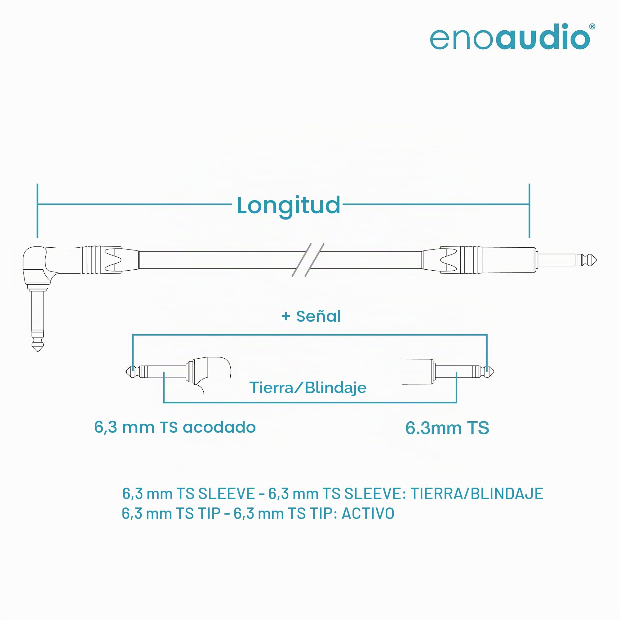 enoaudio Mogami 2524 Instrumento Cable | Neutrik 6,3mm TS – TS-L | HiFi - 2,0 m