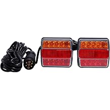 Universal Trailer LED Tail Light Kit 7-Pin Plug Tail License Brake Running Light with Reverse & Turn Signal 24.6ft Cable Magnetic & Screw Mount for Trucks/Trailers/Tractors/Boa