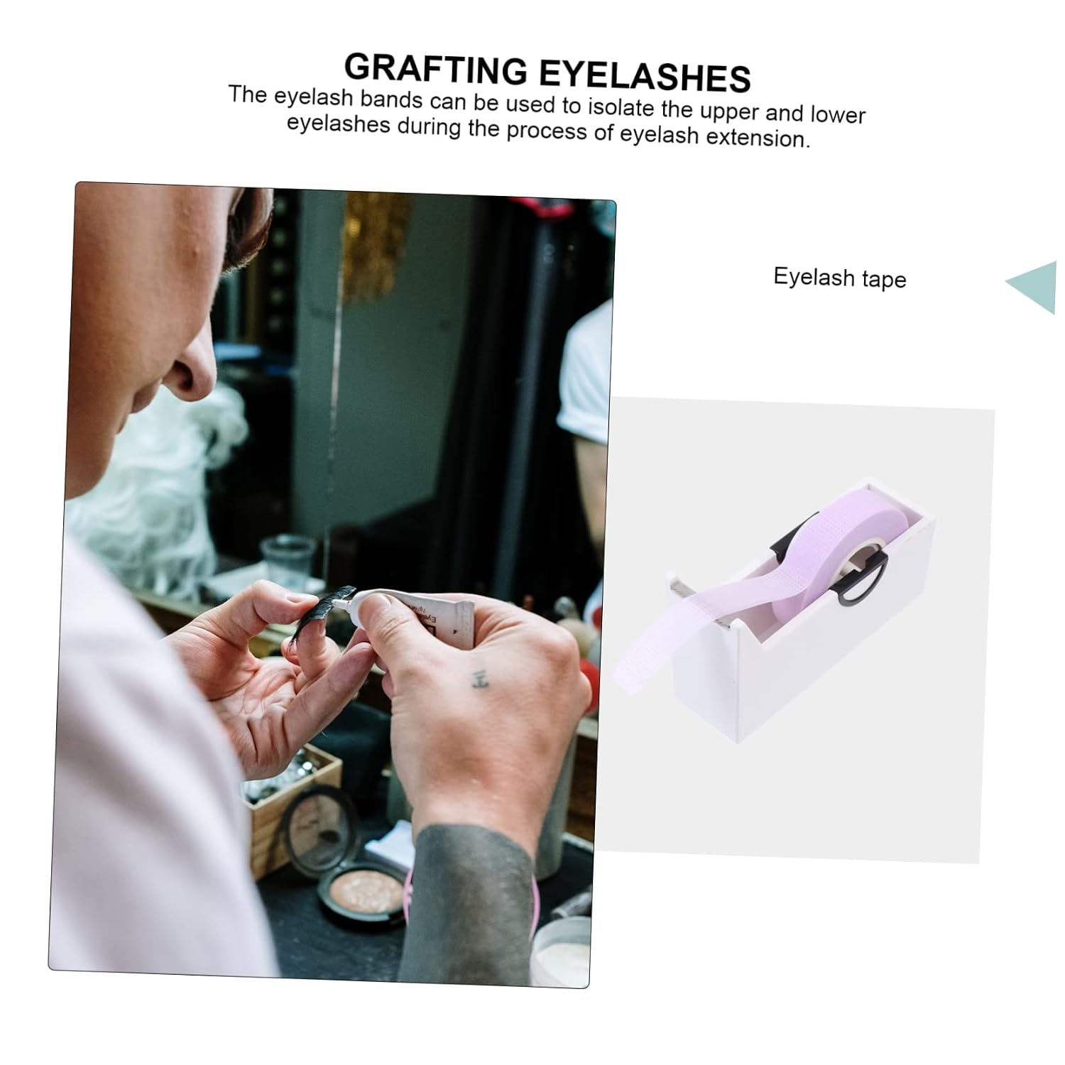 Eyelash Extension Tapes with Cutter Breathable Non-woven Medical Tapes for Eyelash Grafting Includes Purple Blue Pink Cutting Tool