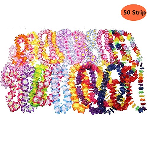 ZHIXIE - Corona de Hojas Artificiales Hawaianas/Luau/Jungla para decoración de Fiestas de cumpleaños (50 Unidades)