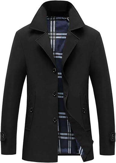 Amazon.com: Gabardina delgada casual para hombre, longitud media, estilo  británico, chaqueta casual de negocios, solapa cintura de papá, abrigo  simple de invierno : Ropa, Zapatos y Joyería