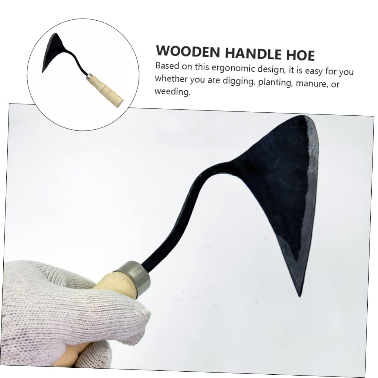 TOYANDONA Attrezzo da Giardino Manico in Legno e Punta Triangolare in Acciaio al Carbonio Medio, Leggera e Resistente per Diserbo e Giardinaggio Manuale Efficiente