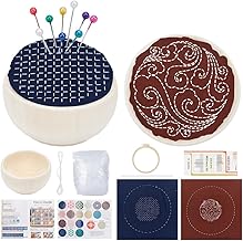 FREEBLOSS 2 Set Sashiko Kit Embroidery Needlepoint with Japanese Pattern Sashiko Fabric Sashiko Thread and Needles Hand Embroidery Kit Sashiko Supplies for Hand Sewing Lover Embroidery Practice Kit - Buy now
